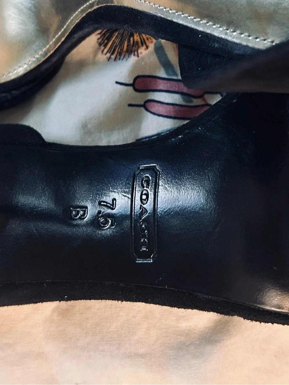 Coach Black Suede Open-Toe Heels with Sparkle Toe Strap